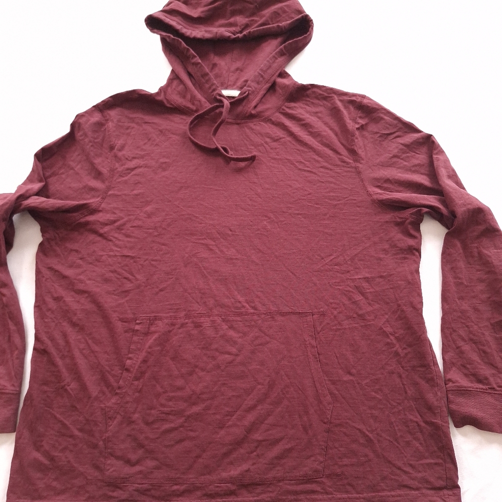 Distillery Apparel Long Sleeve Shirt Mens Burgundy Light Hooded Pullover XXL